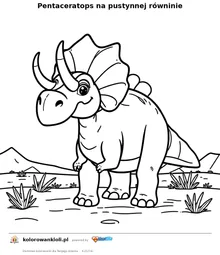 Pentaceratops na pustynnej równinie — kolorowanka do wydruku dla dzieci