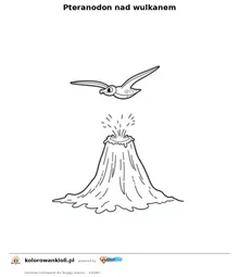 Pteranodon nad wulkanem — kolorowanka do wydruku dla dzieci