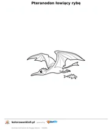 Pteranodon łowiący rybę — kolorowanka do wydruku dla dzieci