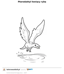 Pterodaktyl łowiący rybę — kolorowanka do wydruku dla dzieci