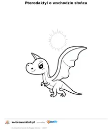 Pterodaktyl o wschodzie słońca — kolorowanka do wydruku dla dzieci
