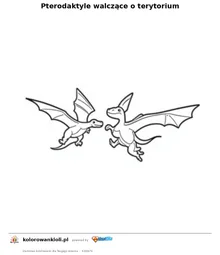 Pterodaktyle walczące o terytorium — kolorowanka do wydruku dla dzieci