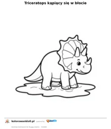 Triceratops kąpiący się w błocie — kolorowanka do wydruku dla dzieci