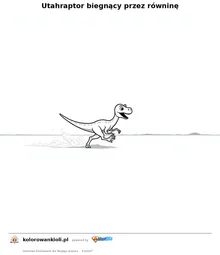 Utahraptor biegnący przez równinę — kolorowanka do wydruku dla dzieci