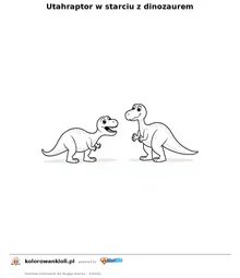 Utahraptor w starciu z dinozaurem — kolorowanka do wydruku dla dzieci
