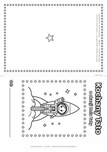 Laurka dla taty na Dzień Taty: rakieta z astronautą — do druku i kolorowania (A4, składana)