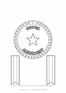 Medal absolwenta przedszkola — do druku, kolorowania i wycięcia, A4 z wstążką