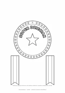 Medal na Dzień Dziecka — do druku, kolorowania i wycięcia, A4 z wstążką