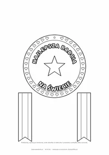 Medal Najlepsza Babcia na Świecie — do druku i kolorowania na Dzień Babci i Dziadka, A4
