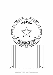 Medal przedszkolaka — do druku, kolorowania i wycięcia, A4 z wstążką