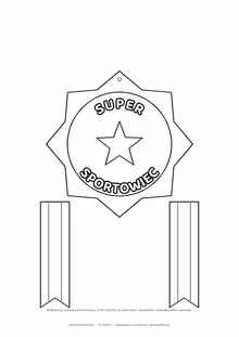 Medal sportowy — do druku, kolorowania i wycięcia, A4 z wstążką