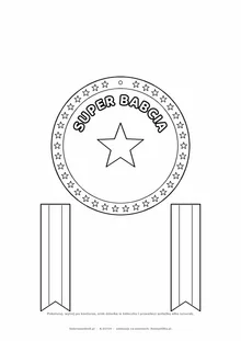 Medal Super Babcia — do druku i kolorowania na Dzień Babci i Dziadka, A4