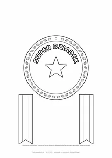 Medal Super Dziadek — do druku i kolorowania na Dzień Babci i Dziadka, A4