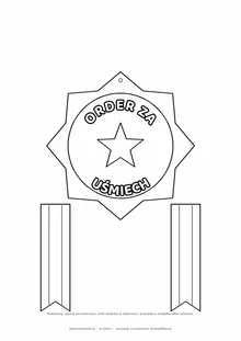 Order za uśmiech — do druku, kolorowania i wycięcia, A4 z wstążką