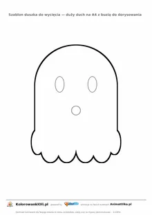 Szablon duszka do wycięcia — duch z falistym dołem na kartce A4, dekoracja na Halloween do druku
