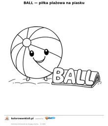 BALL — piłka plażowa na piasku — kolorowanka do wydruku dla dzieci
