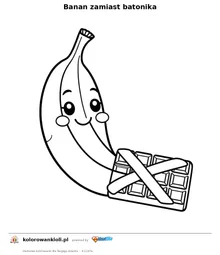 Banan zamiast batonika — kolorowanka do wydruku dla dzieci