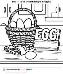 EGG — jajka w wiklinowym koszyku — kolorowanka do wydruku dla dzieci