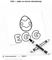 EGG — jajko na karcie obrazkowej — kolorowanka do wydruku dla dzieci