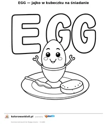 EGG — jajko w kubeczku na śniadanie — kolorowanka do wydruku dla dzieci