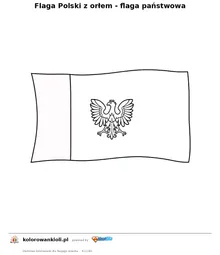 Flaga Polski z orłem - flaga państwowa — kolorowanka do wydruku dla dzieci