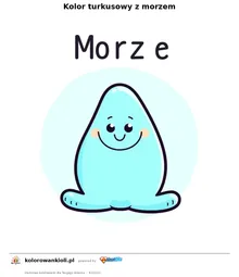 Kolor turkusowy z morzem — kolorowanka do wydruku dla dzieci