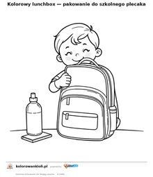 Kolorowy lunchbox — pakowanie do szkolnego plecaka — kolorowanka do wydruku dla dzieci