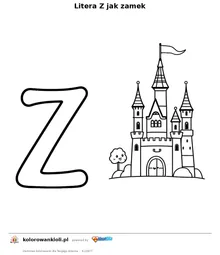 Litera Z jak zamek — kolorowanka do wydruku dla dzieci