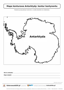 Mapa konturowa Antarktydy do druku — kontur kontynentu do pokolorowania