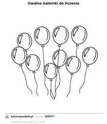 Owalne baloniki do liczenia — kolorowanka do wydruku dla dzieci