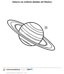 Saturn na orbicie daleko od Słońca — kolorowanka do wydruku dla dzieci