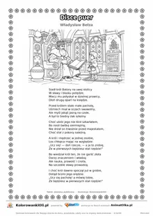 Disce puer (Władysław Bełza) — tekst wiersza i ilustracja do kolorowania, karta A4 do druku