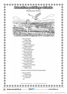 Katechizm polskiego dziecka (Władysław Bełza) — tekst wiersza i ilustracja do kolorowania, karta A4 do druku
