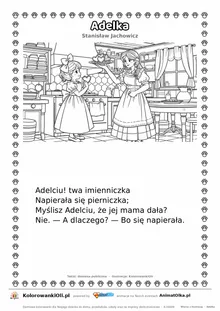 Adelka (Stanisław Jachowicz) — tekst wiersza i ilustracja do kolorowania, karta A4 do druku