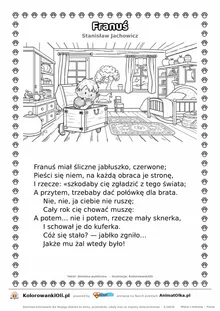 Franuś (Stanisław Jachowicz) — tekst wiersza i ilustracja do kolorowania, karta A4 do druku
