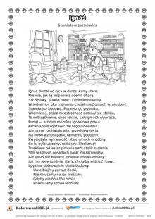 Ignaś (Stanisław Jachowicz) — tekst wiersza i ilustracja do kolorowania, karta A4 do druku