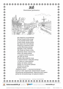 Jaś (Stanisław Jachowicz) — tekst wiersza i ilustracja do kolorowania, karta A4 do druku