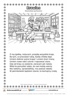 Krawiec (Stanisław Jachowicz) — tekst wiersza i ilustracja do kolorowania, karta A4 do druku