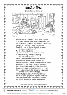 Ludmiłka (Stanisław Jachowicz) — tekst wiersza i ilustracja do kolorowania, karta A4 do druku