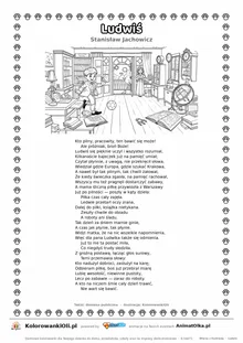 Ludwiś (Stanisław Jachowicz) — tekst wiersza i ilustracja do kolorowania, karta A4 do druku