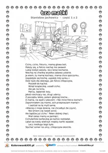 Łza matki (Stanisław Jachowicz) — tekst wiersza i ilustracja do kolorowania (część 1 z 2), karta A4 do druku
