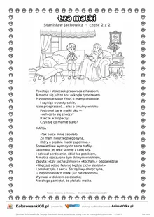 Łza matki (Stanisław Jachowicz) — tekst wiersza i ilustracja do kolorowania (część 2 z 2), karta A4 do druku