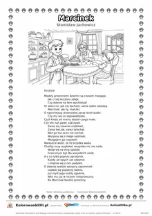 Marcinek (Stanisław Jachowicz) — tekst wiersza i ilustracja do kolorowania, karta A4 do druku