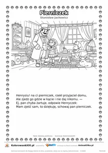 Pierniczek (Stanisław Jachowicz) — tekst wiersza i ilustracja do kolorowania, karta A4 do druku