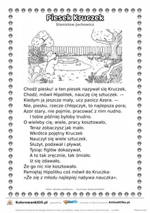 Piesek Kruczek (Stanisław Jachowicz) — tekst wiersza i ilustracja do kolorowania, karta A4 do druku