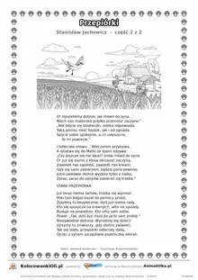 Przepiórki (Stanisław Jachowicz) — tekst wiersza i ilustracja do kolorowania (część 2 z 2), karta A4 do druku