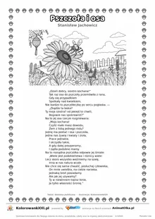 Pszczoła i osa (Stanisław Jachowicz) — tekst wiersza i ilustracja do kolorowania, karta A4 do druku
