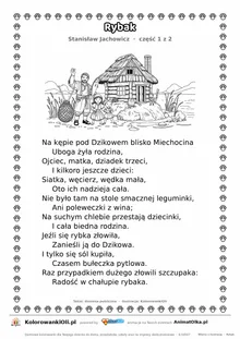 Rybak (Stanisław Jachowicz) — tekst wiersza i ilustracja do kolorowania (część 1 z 2), karta A4 do druku