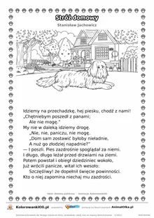 Stróż domowy (Stanisław Jachowicz) — tekst wiersza i ilustracja do kolorowania, karta A4 do druku