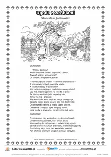 Ugoda z wróblami (Stanisław Jachowicz) — tekst wiersza i ilustracja do kolorowania, karta A4 do druku
